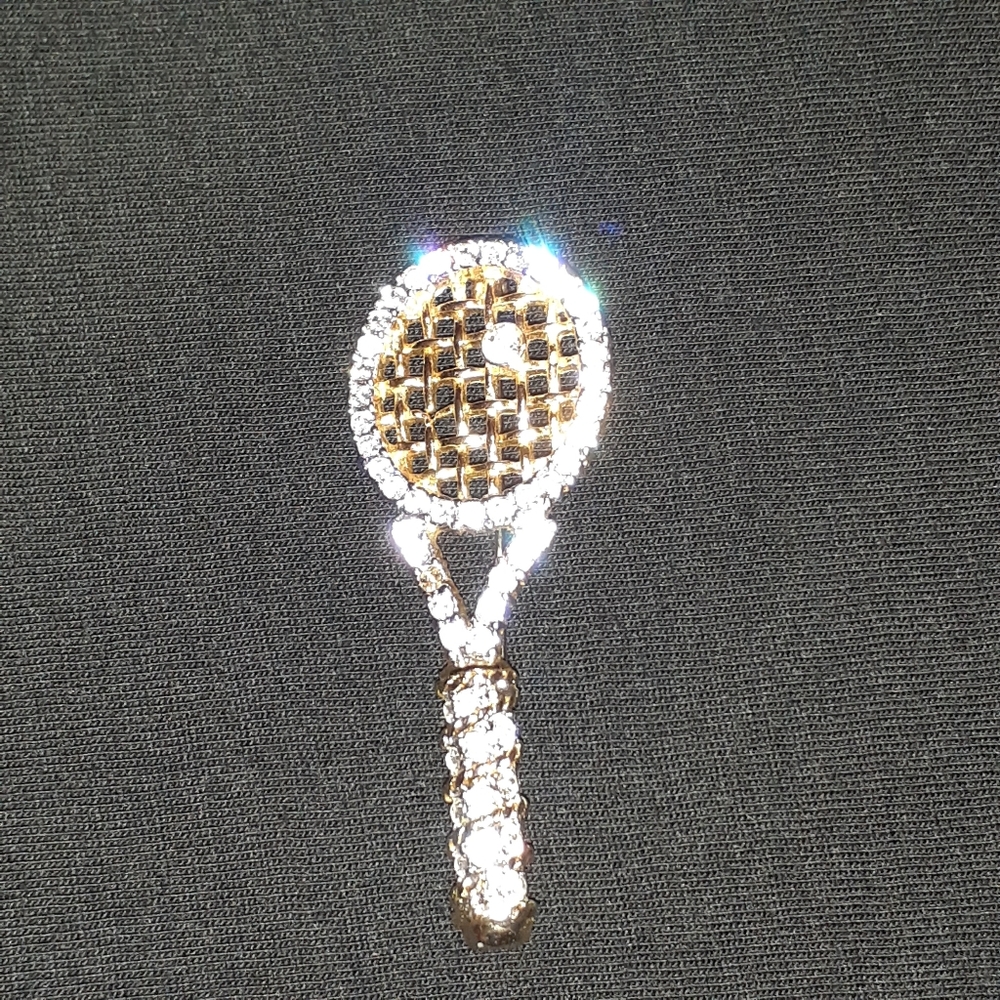 TENNIS RACK SHAPE PIN/BROOCH - Picture 2 of 10